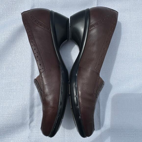 Structure Clarks Brown Leather Loafers Comfort Slip On Shoes Size 7M - Picture 4 of 8